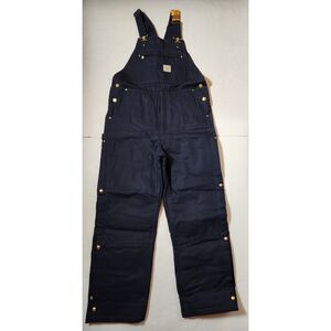 Carhartt Firm Duck Insulated Bib Overalls Medium Regular Navy
